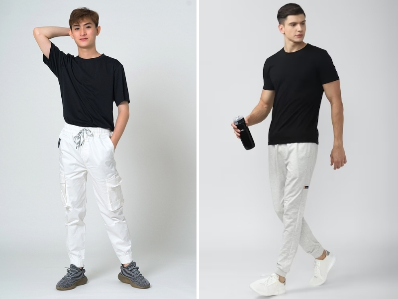 Áo thun nam phối với quần jogger